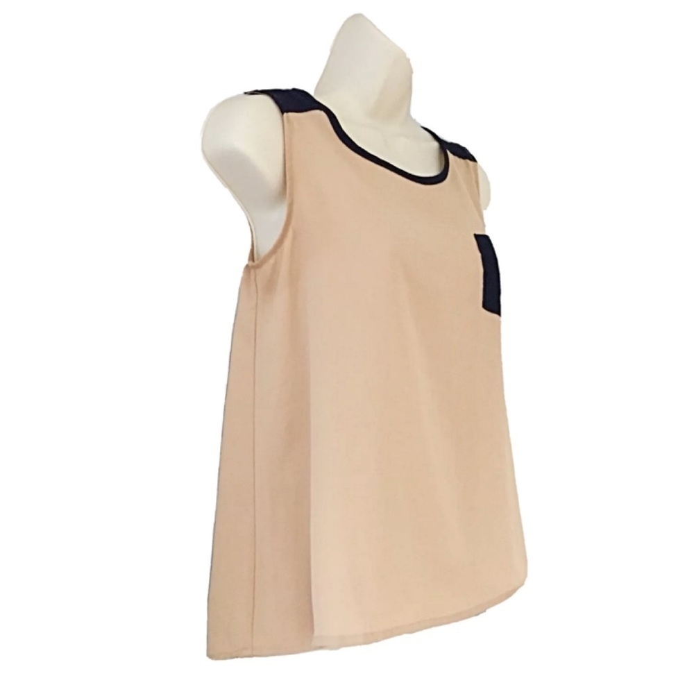 MONTEAU Sz S Blush Sleeveless Blouse Zipper At Bk